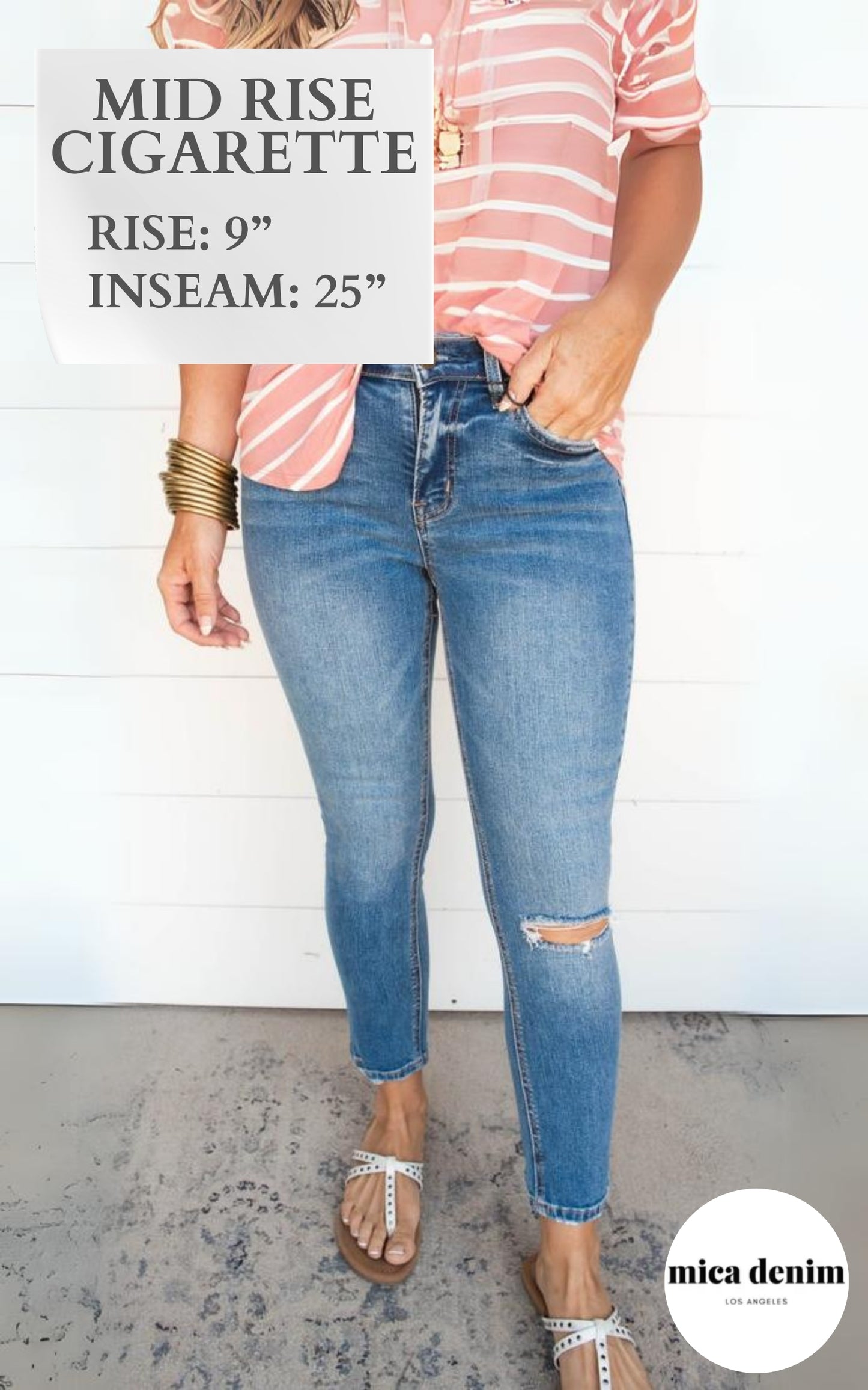 Mid Rise Cigarette Crop Denim Jeans | Mica* - Final Sale