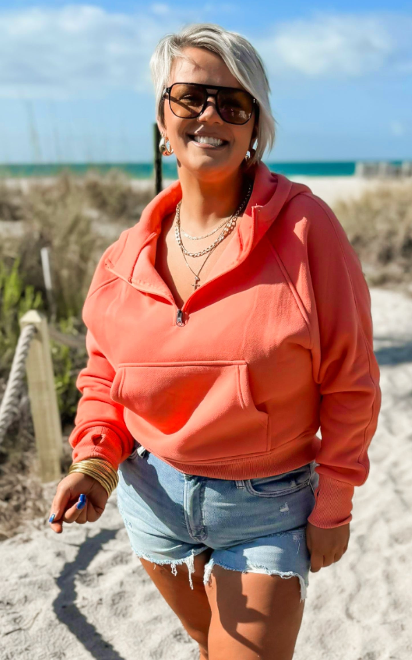 The Ava Everyday Coral Hoodie by Salty Wave** - Final Sale