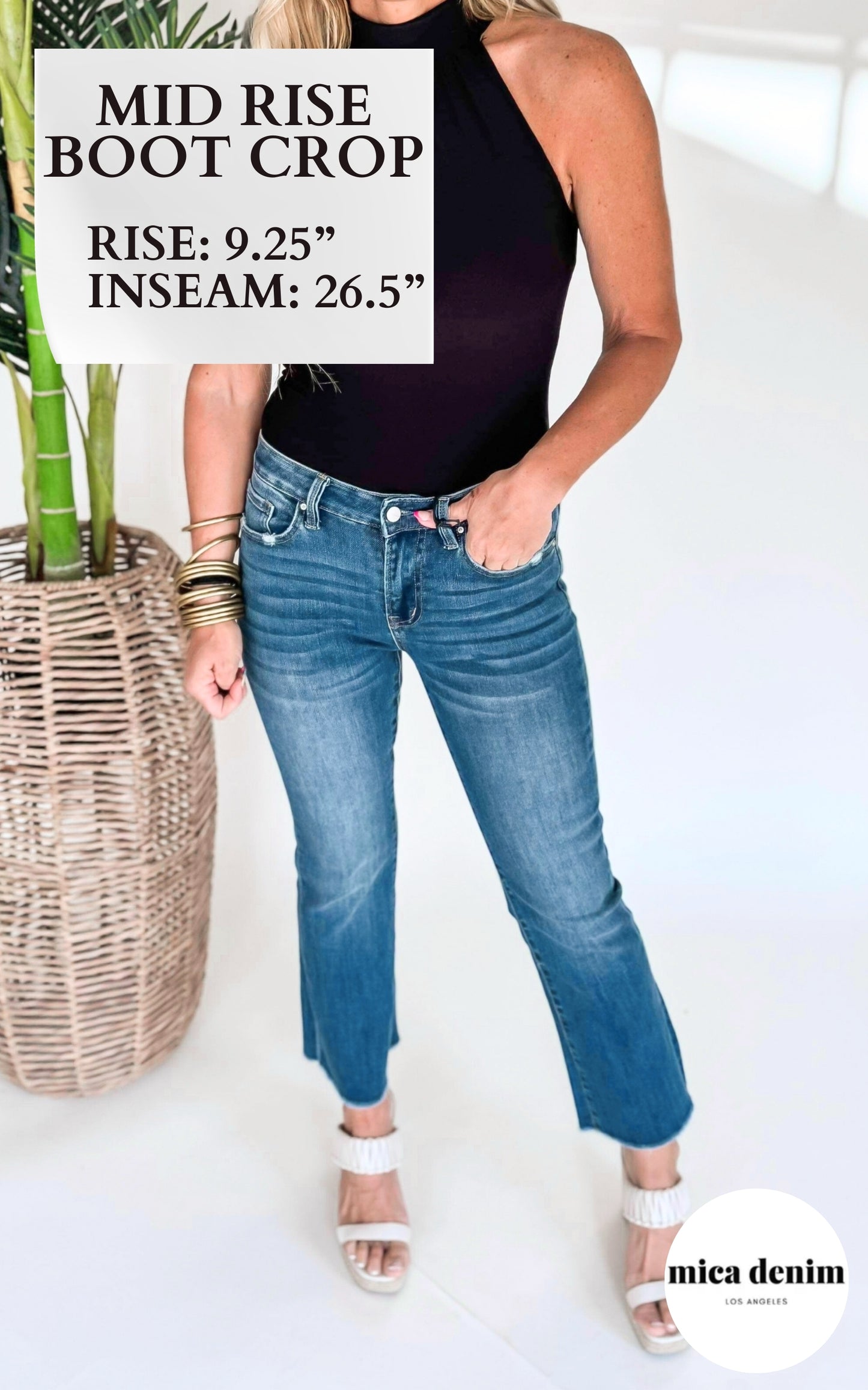 The Anna Mid Rise Bootcut Crop Denim Jean | Mica** - Final Sale