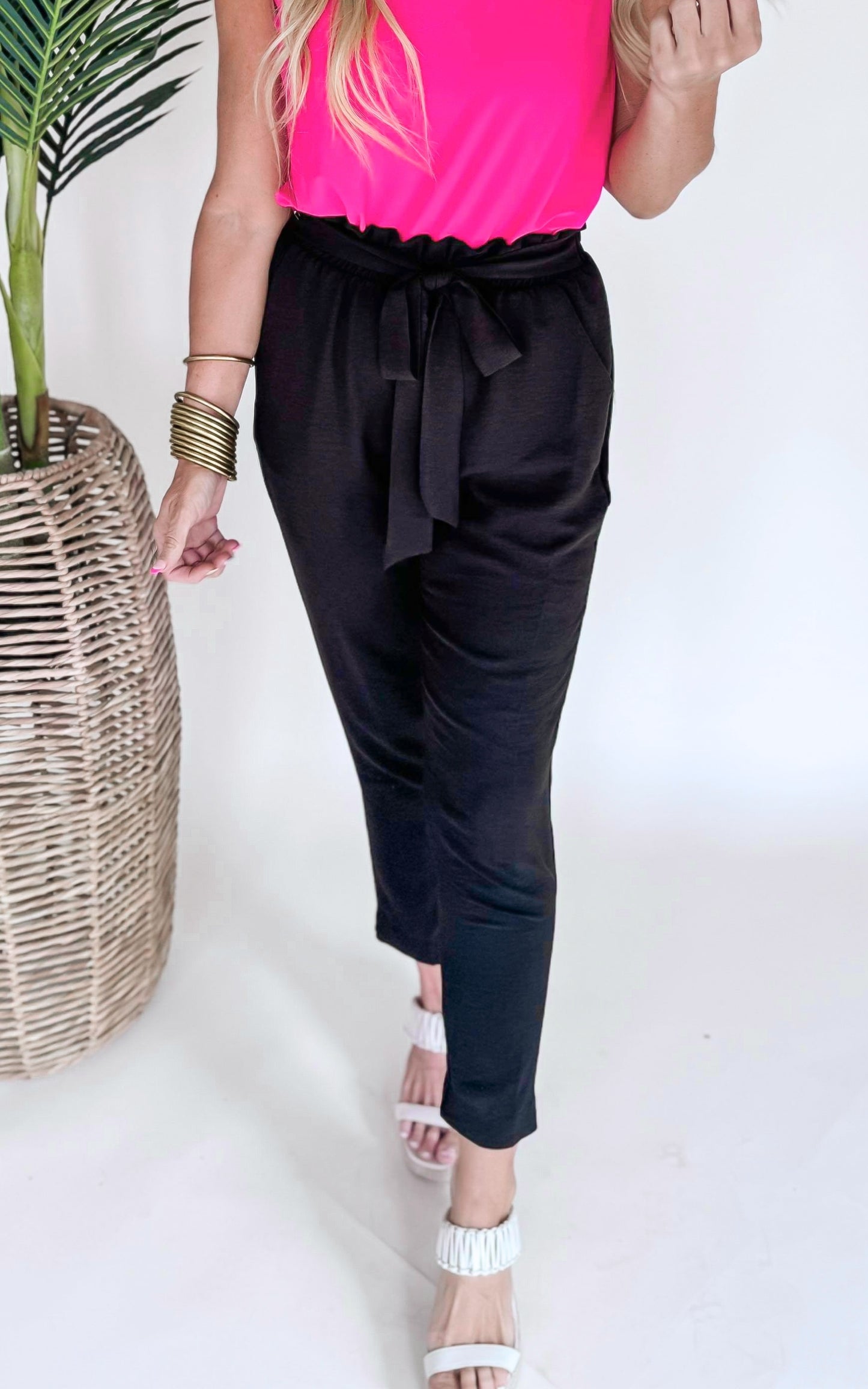 Totally Worth It High Waisted Solid Woven Pant - Final Sale**