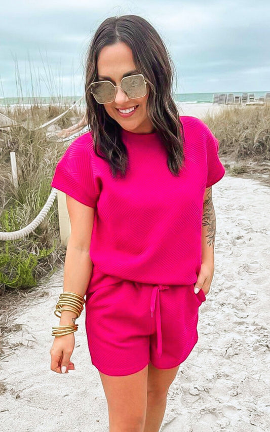 Fuchsia Textured Short Set by Salty Wave (Top & Bottom) - Final Sale