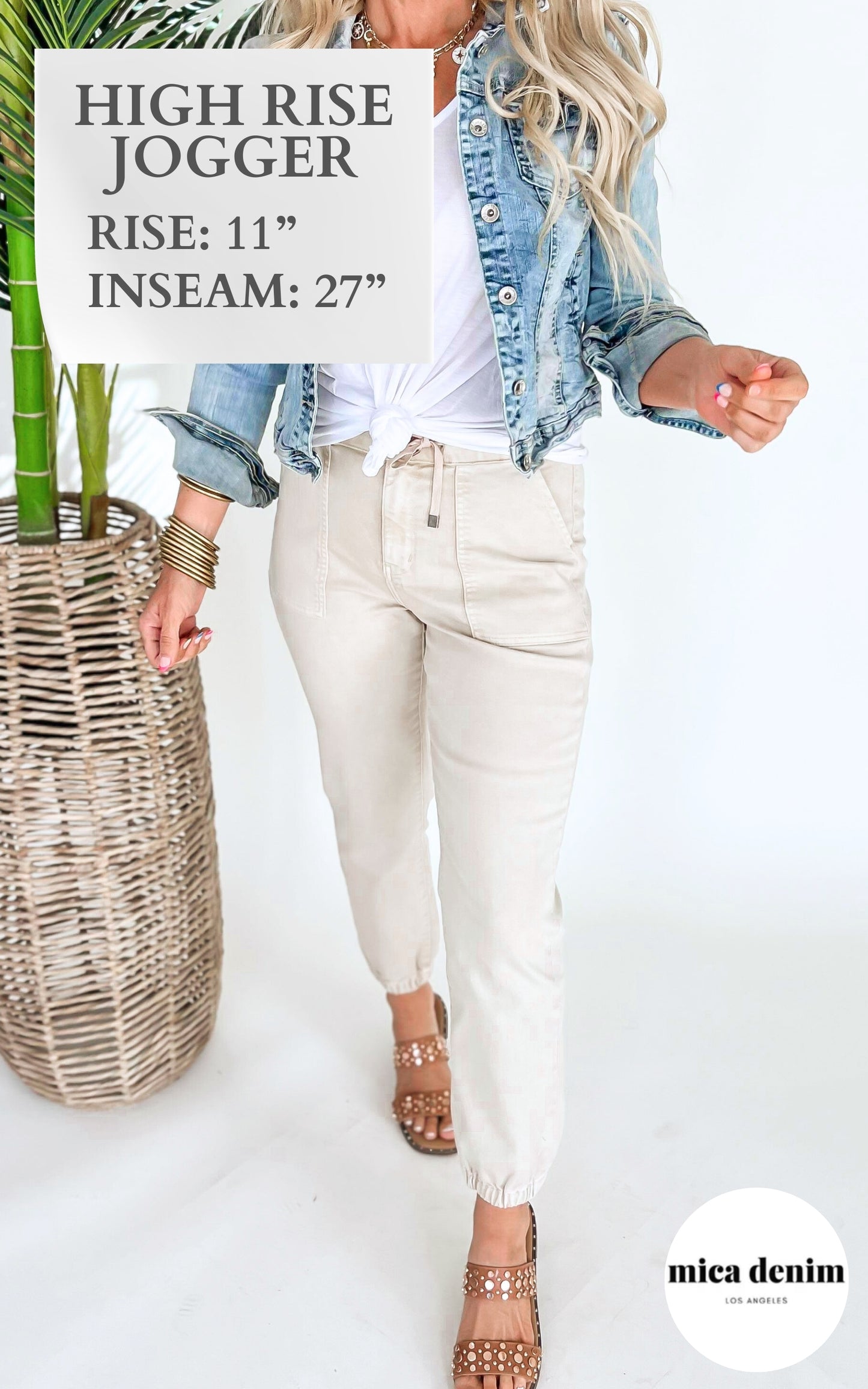 Almond Milk High Rise Jogger Crop Denim | MICA *30A SEPT PREORDER