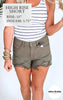 Dark Sage High Rise Denim Shorts | MICA - Final Sale