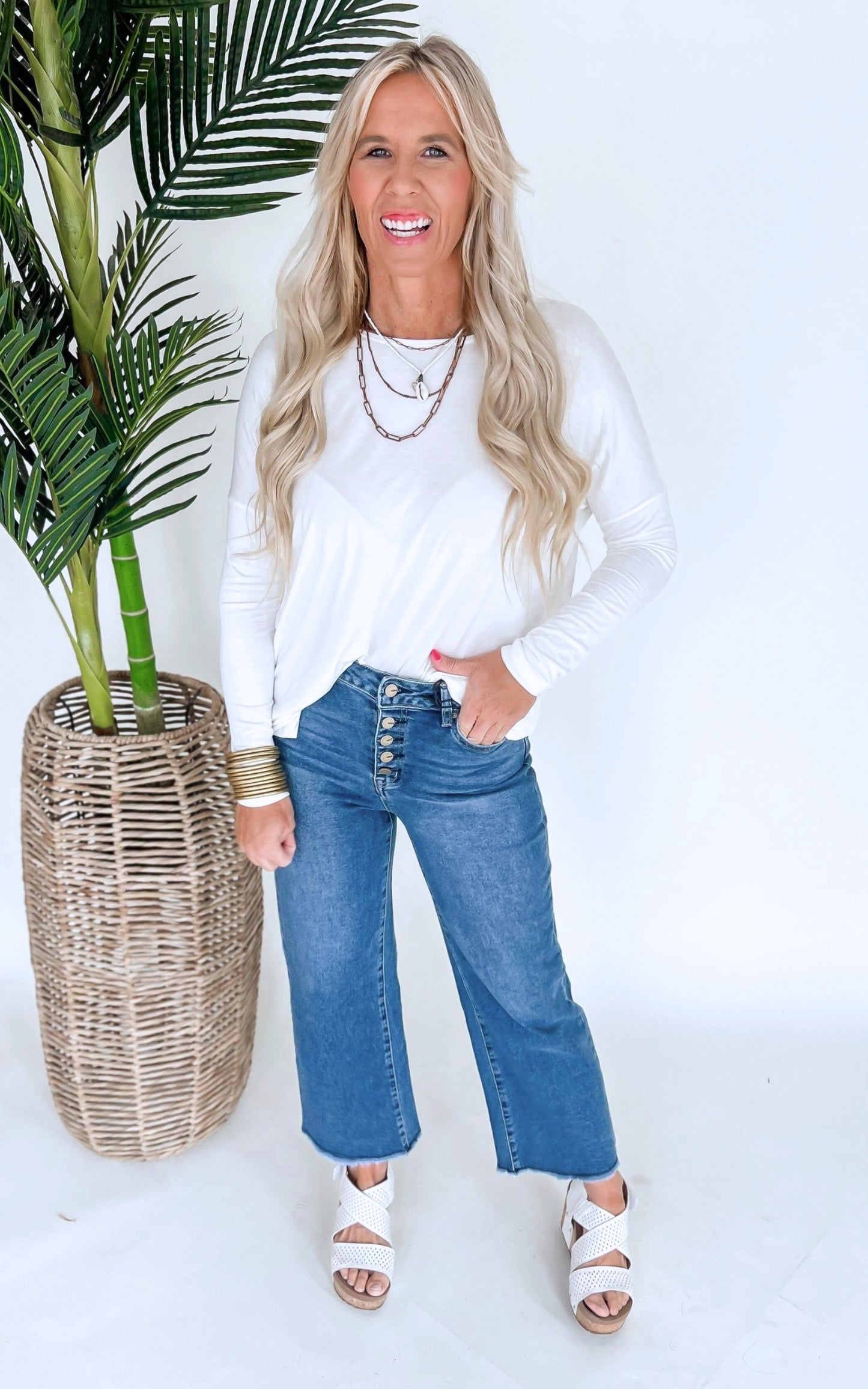 The Bristol High Rise Wide Leg Crop Denim Jean | Mica - Final Sale