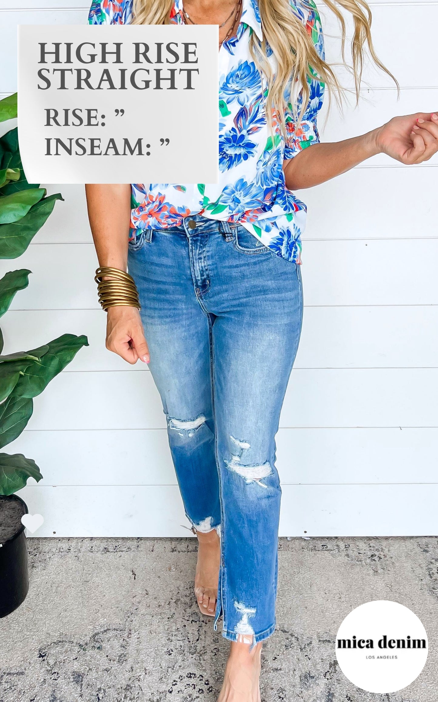 MICA | High Rise Ankle Straight w/ Side Slit Denim Jeans** - Final Sale