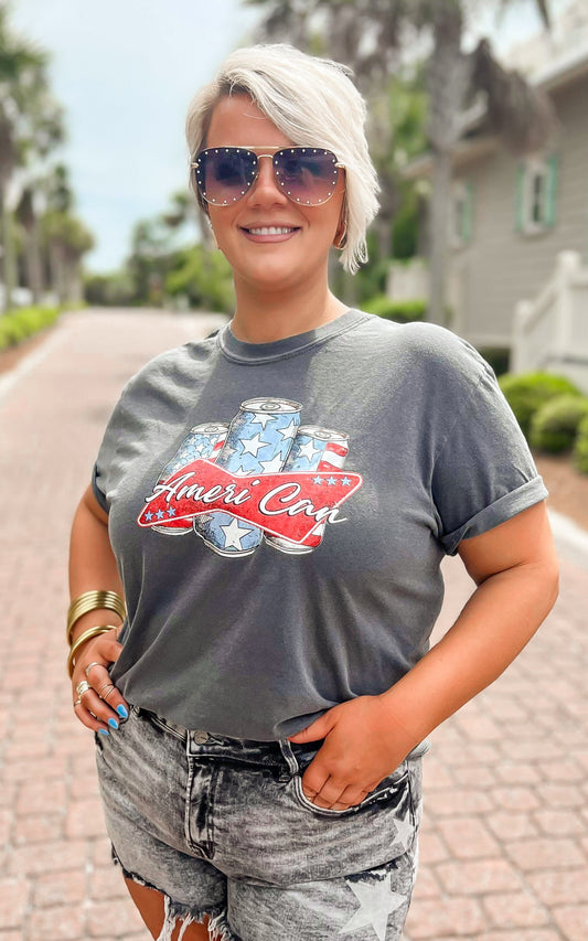 Charcoal AMERI CAN Garment Dyed Graphic T-shirt