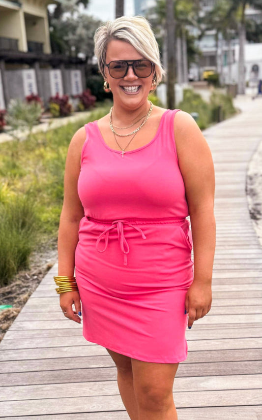 The Sophia Coral Everyday Tank Dress by Salty Wave -FINAL SALE