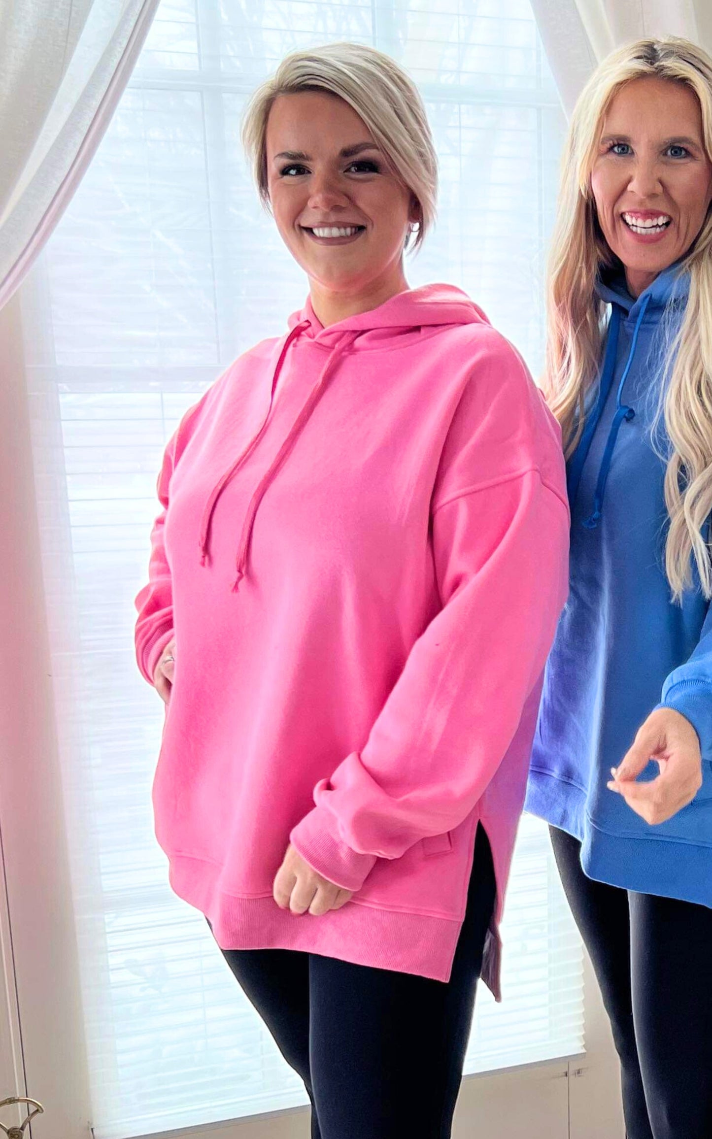 Hot Pink All Day Fleece Side Slit Hoodie by Salty Wave