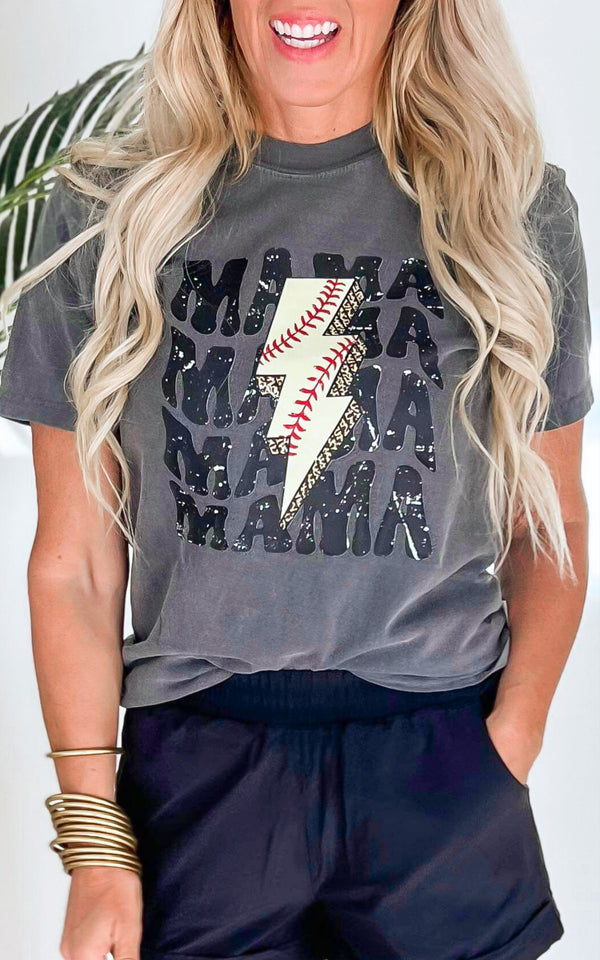 Lightning Bolt Mama Garment Dyed Graphic T-shirt