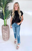MICA | High Rise Ankle Straight w/ Side Slit Denim Jeans** - Final Sale
