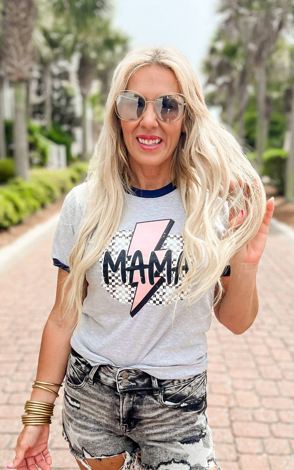Heather Grey MAMA Ringer Graphic T-shirt