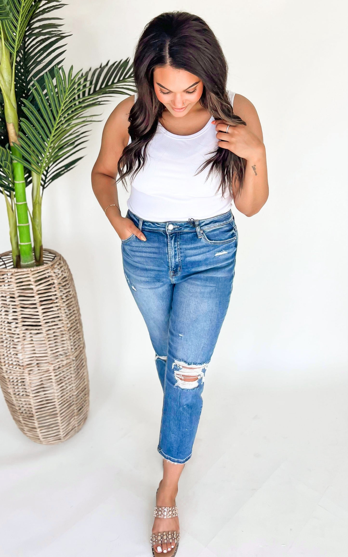Stretch Super High Rise Mom Denim Jean - Mica* - Final Sale