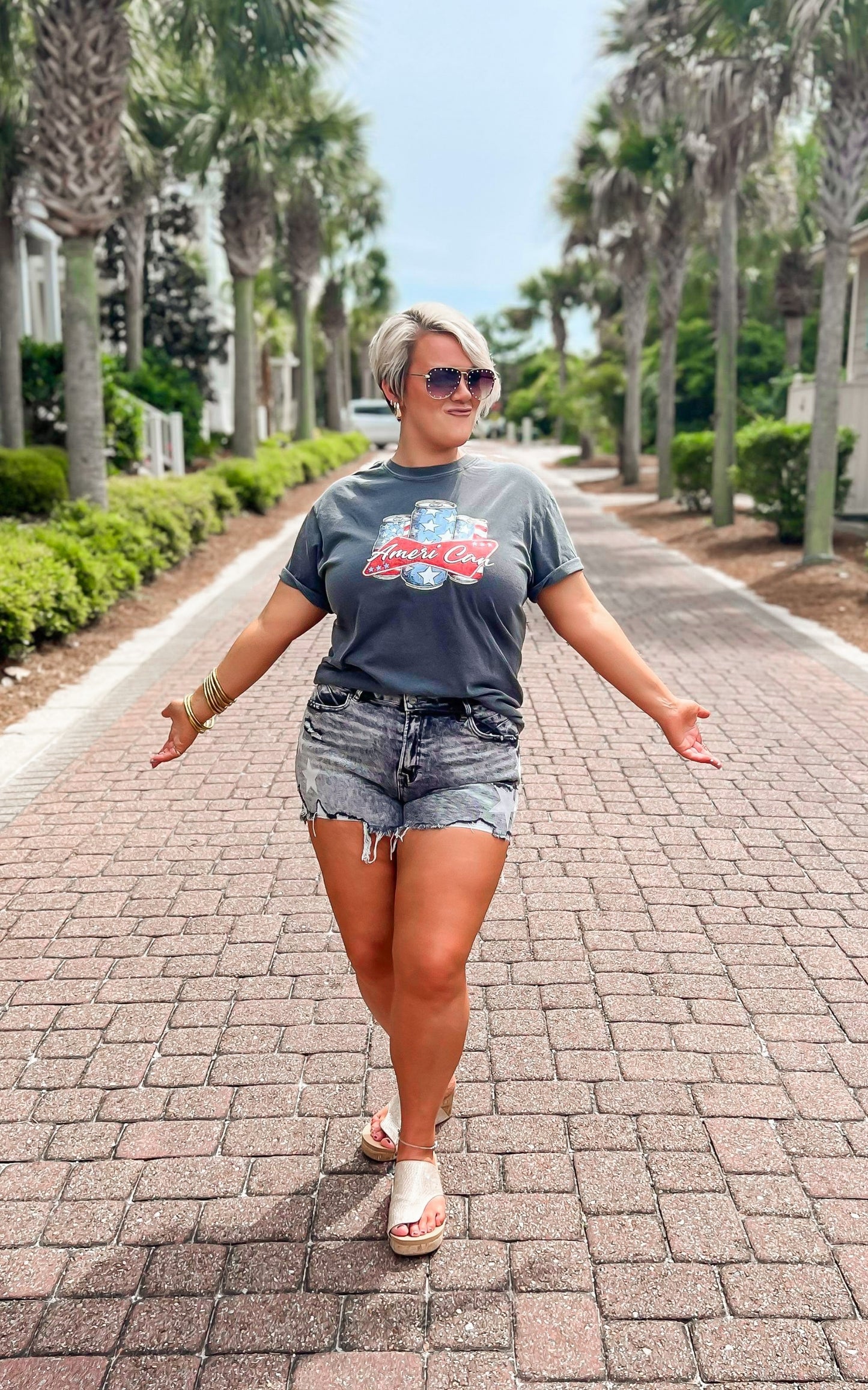 Charcoal AMERI CAN Garment Dyed Graphic T-shirt