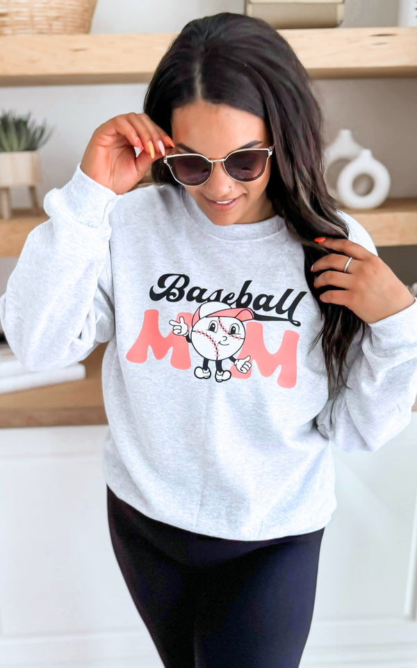 Baseball Mom Graphic Crewneck Sweatshirt