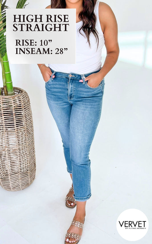 Lovervet Defeat High Rise Crop Slim Straight Denim Jeans - Final Sale