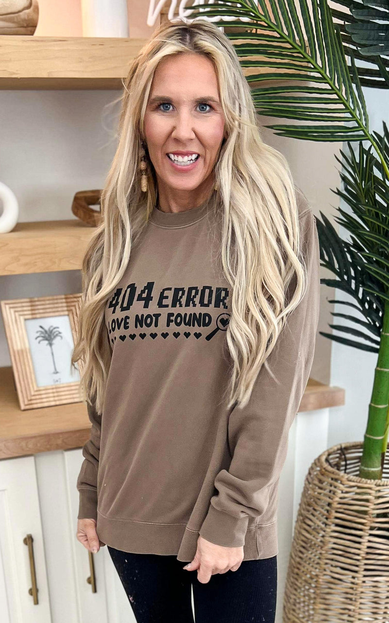 404 Error: Love Not Found Garment Dyed Crewneck Sweatshirt (Clay) - Final Sale