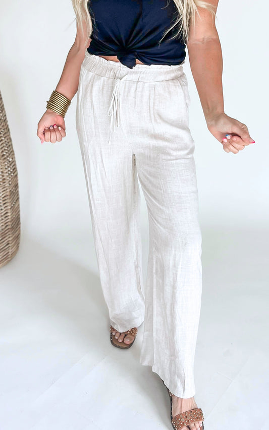 Sunday Brunch Linen Wide Leg Pants - Final Sale