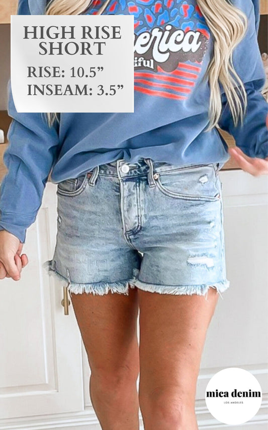 The LJ High Rise Denim Shorts | Mica - Final Sale