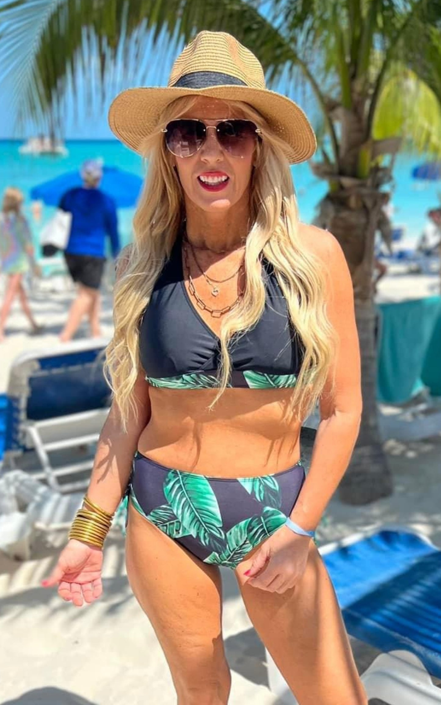 SALTY WAVE Summer Palm Bikini Swimsuit. - Final Sale