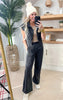 MONO B Black Mineral Washed Sleeveless French Terry Hoodie - Final Sale