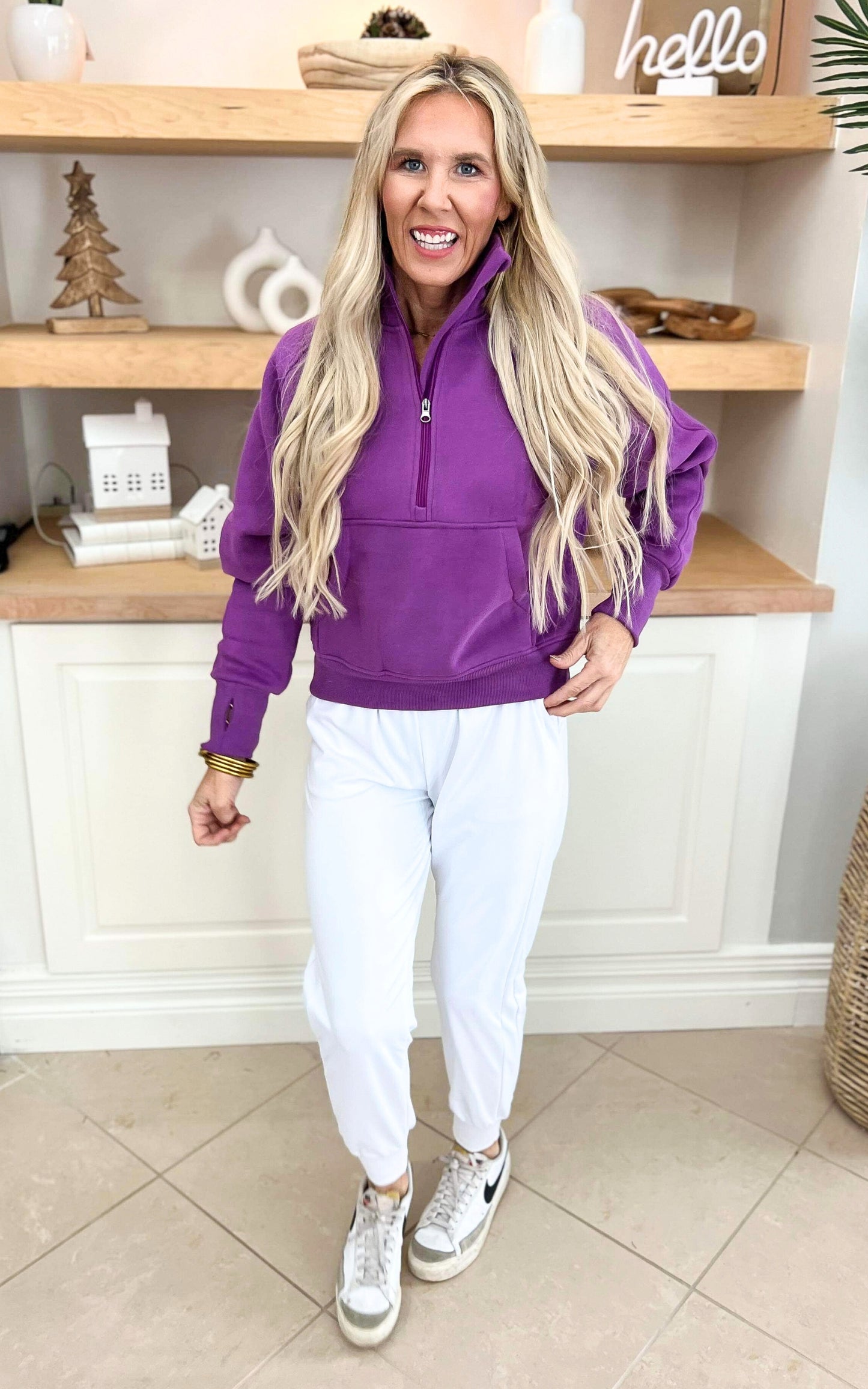 The Ava Purple 1/2 Zip Mock Neck Sweatshirt by Salty Wave*DEAL
