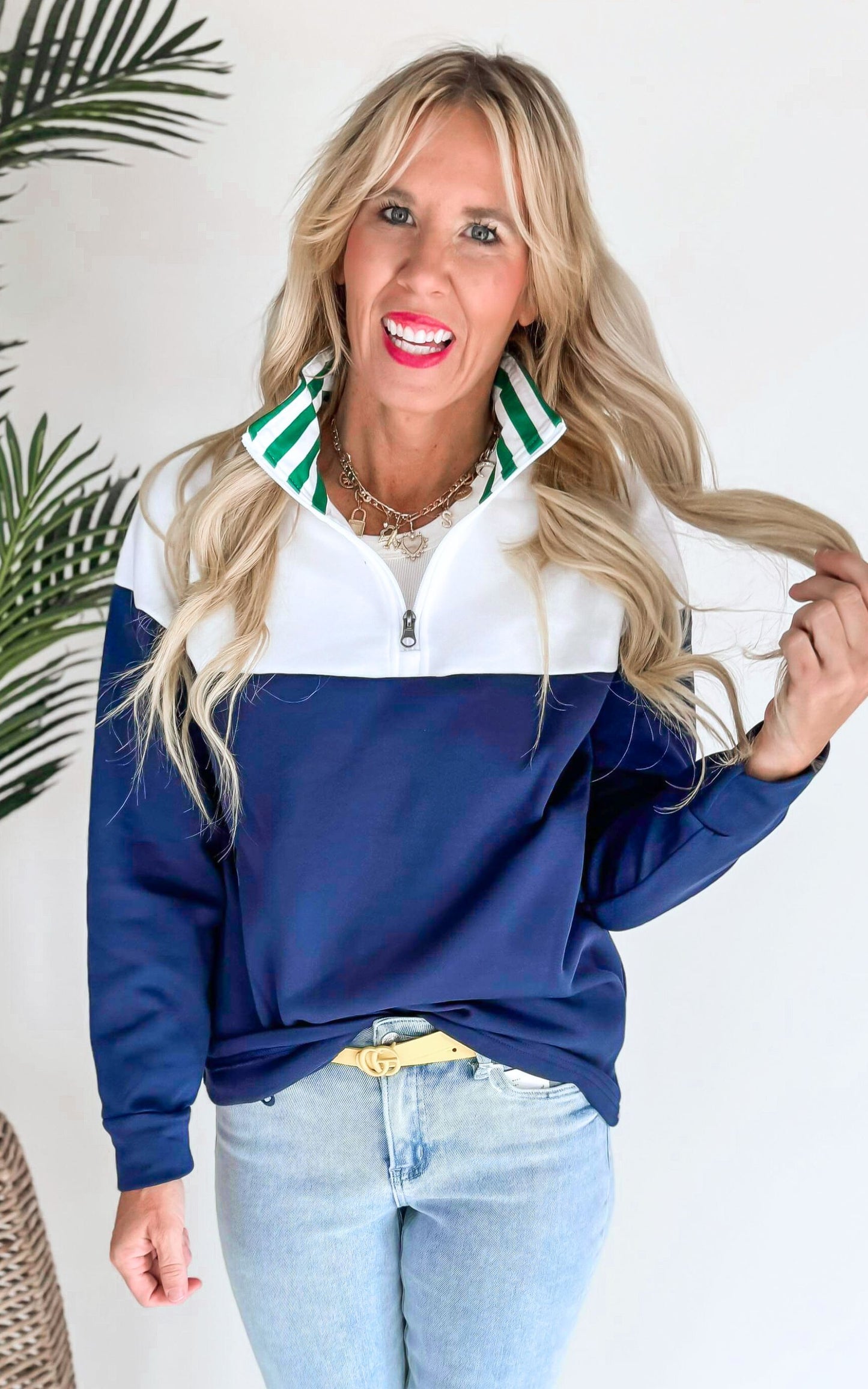 Navy Colorblock Zip Sweatshirt by Salty Wave -FINAL SALE