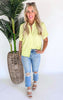 Pop the Lime Short Sleeve Blouse Top - Final Sale