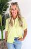 Pop the Lime Short Sleeve Blouse Top - Final Sale