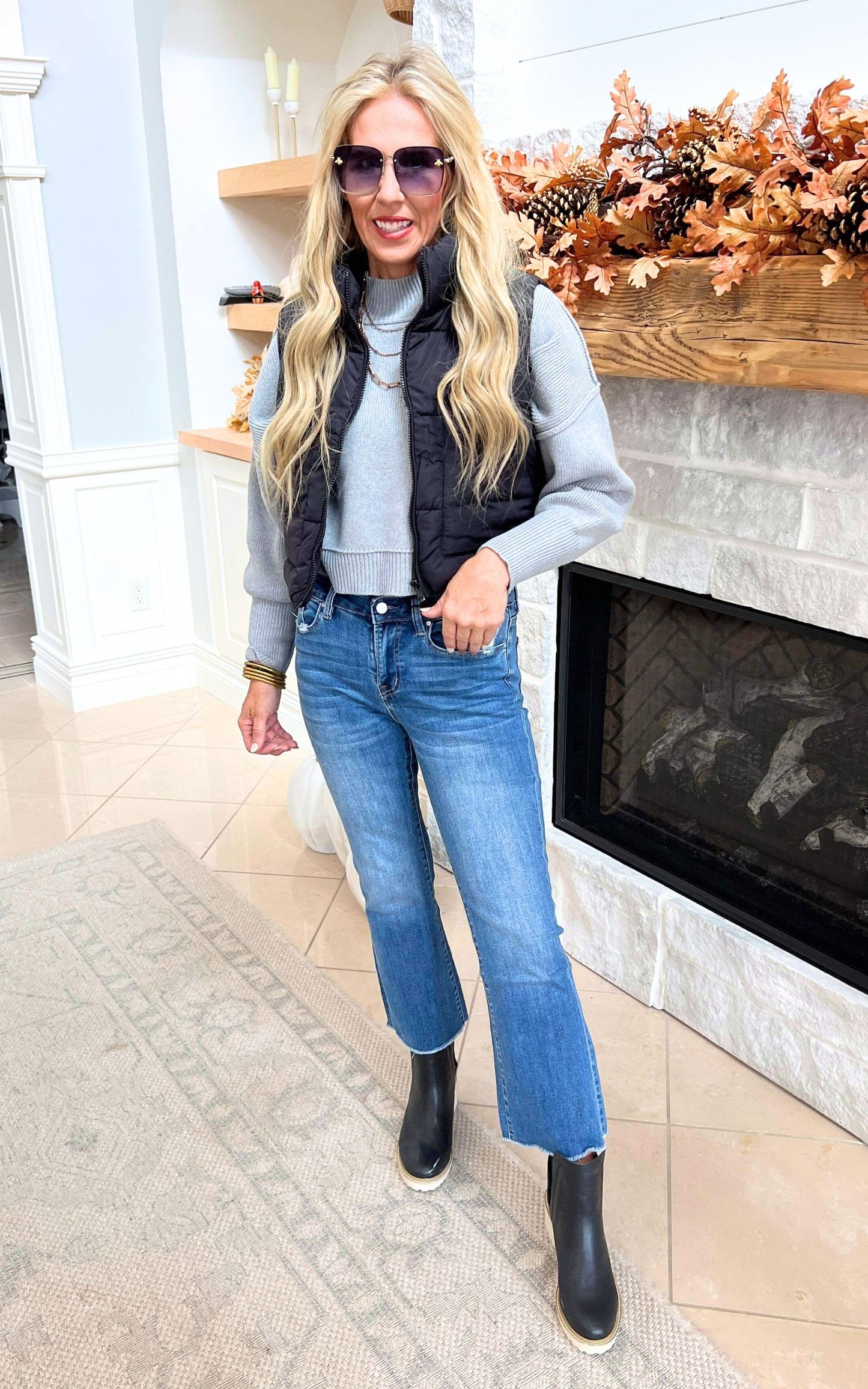 The Anna Mid Rise Bootcut Crop Denim Jean | Mica** - Final Sale