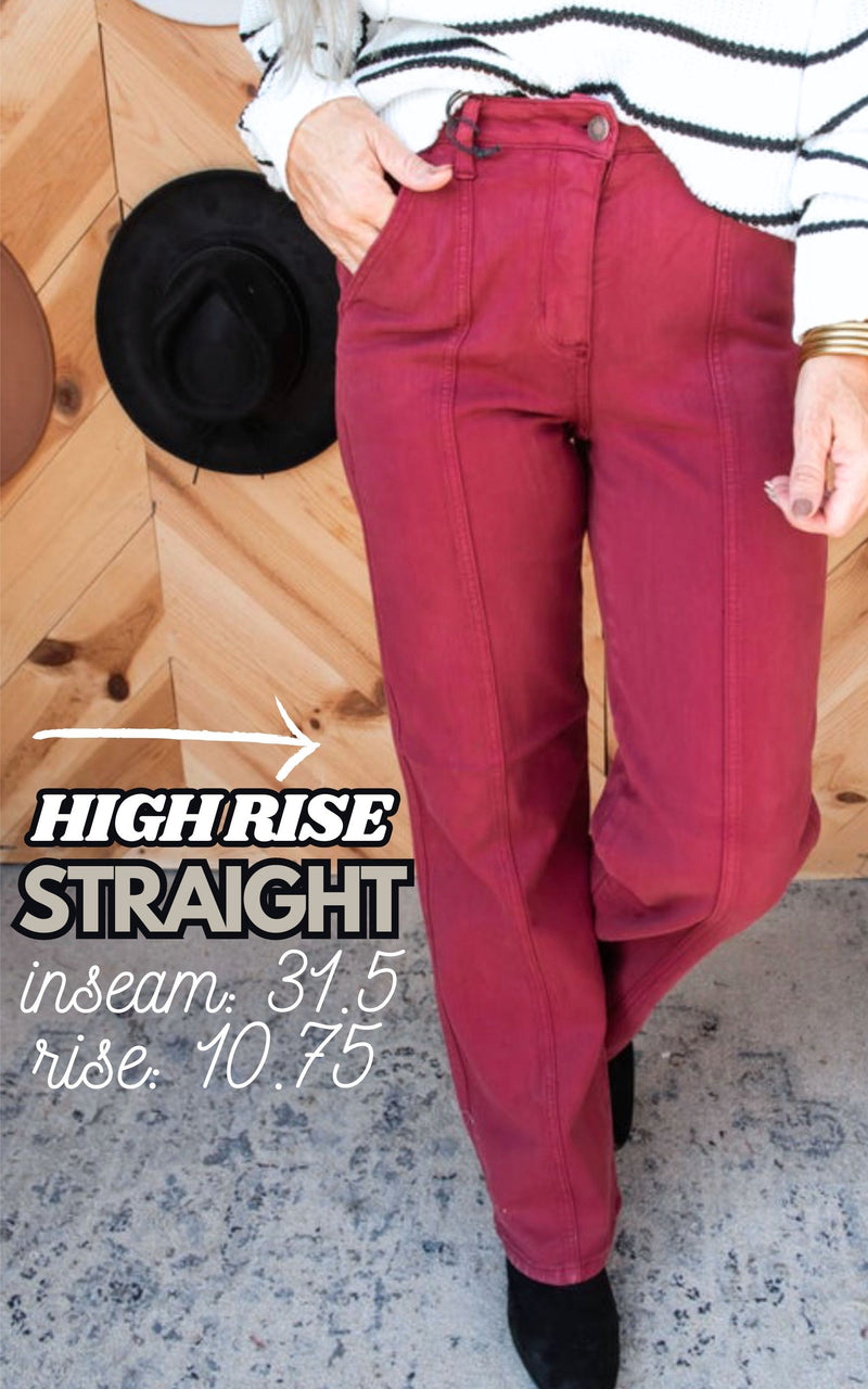 High Waist Burgundy Straight Denim Jeans | Judy Blue