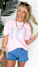 Light Pink BEACH Garment Dyed Graphic T-shirt