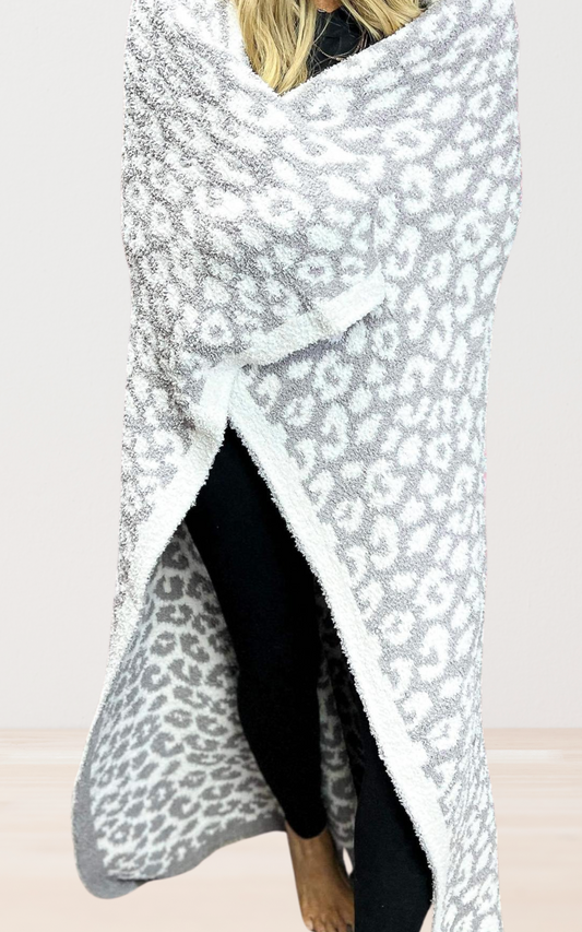 The Grey/Ivory Leopard Dreamer Blanket by Salty Wave -*DEAL-FINAL SALE