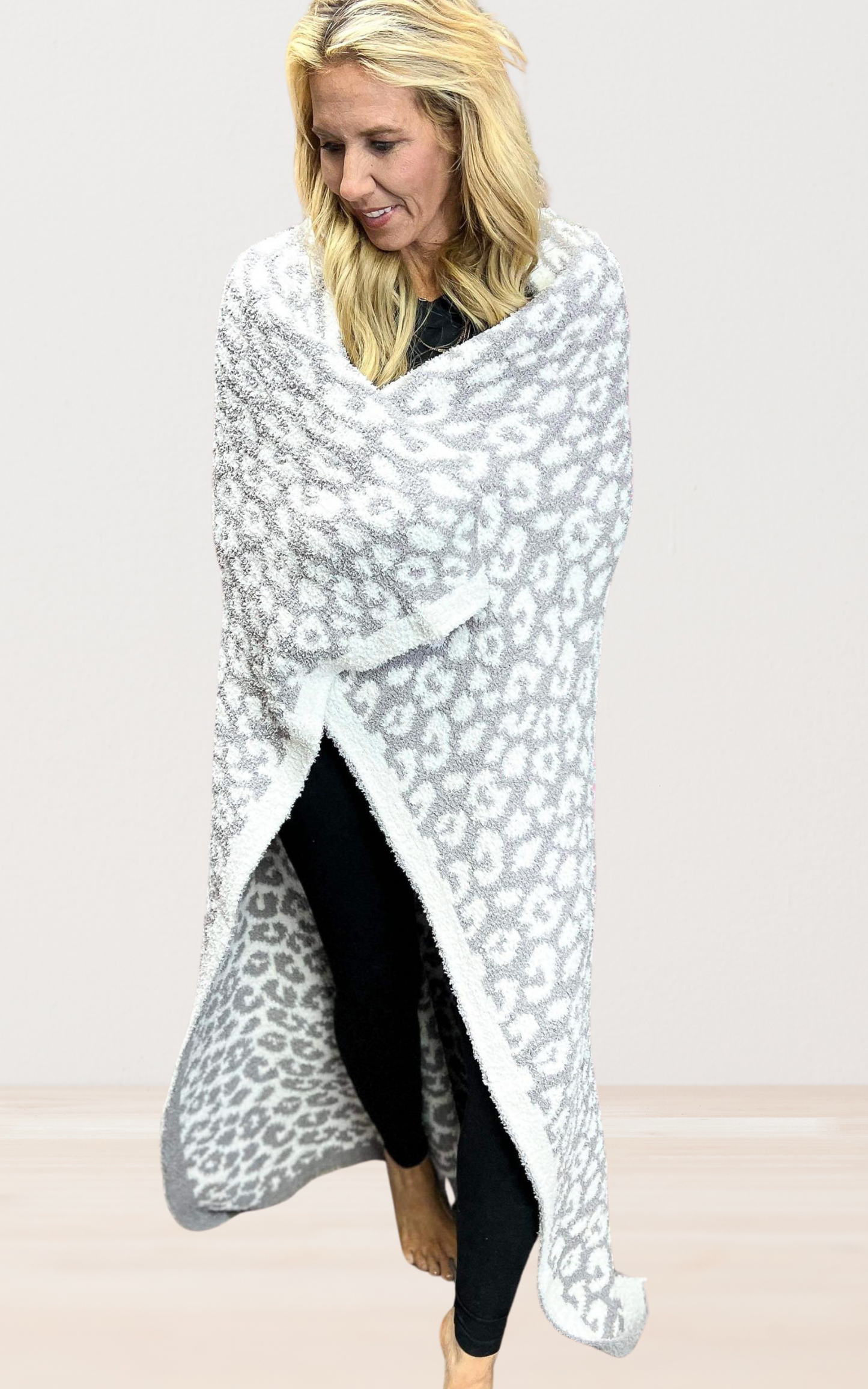 The Grey/Ivory Leopard Dreamer Blanket by Salty Wave - DEAL