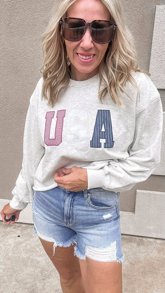 Cozy crewneck sweatshirt featuring USA design in Americana style.