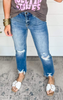 MICA | High Rise Ankle Straight w/ Side Slit Denim Jeans** - Final Sale