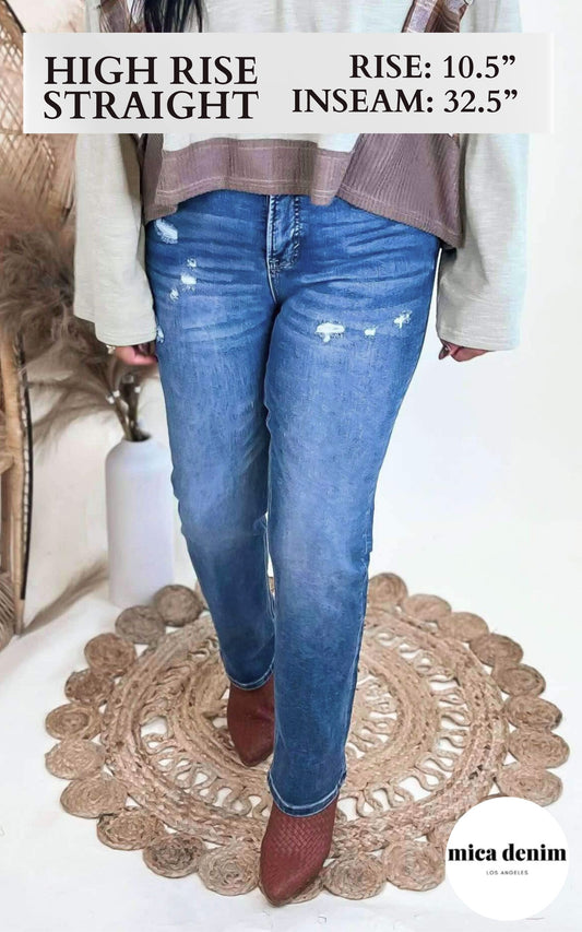 MICA | High Rise Slim Straight Denim Jean - Final Sale