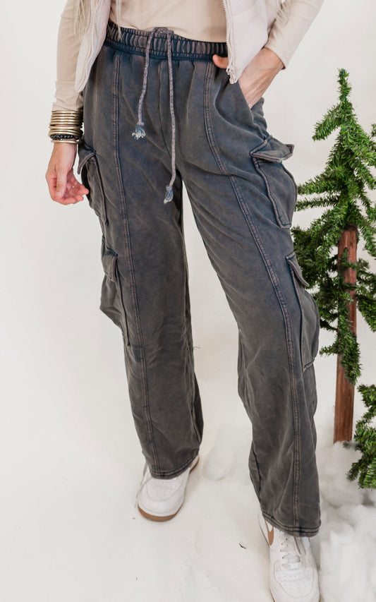 Mineral Washed Cargo Jogger Pants