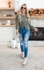olive ribbed long sleeve top