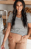 Striped Round Neck Short Sleeve Top - Final Sale**