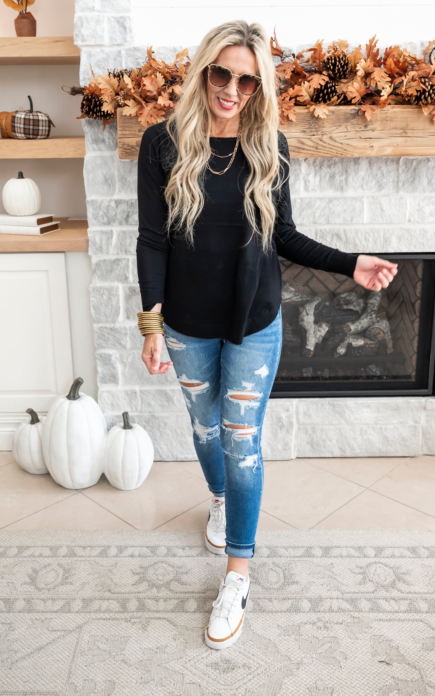 Black boatneck sweater