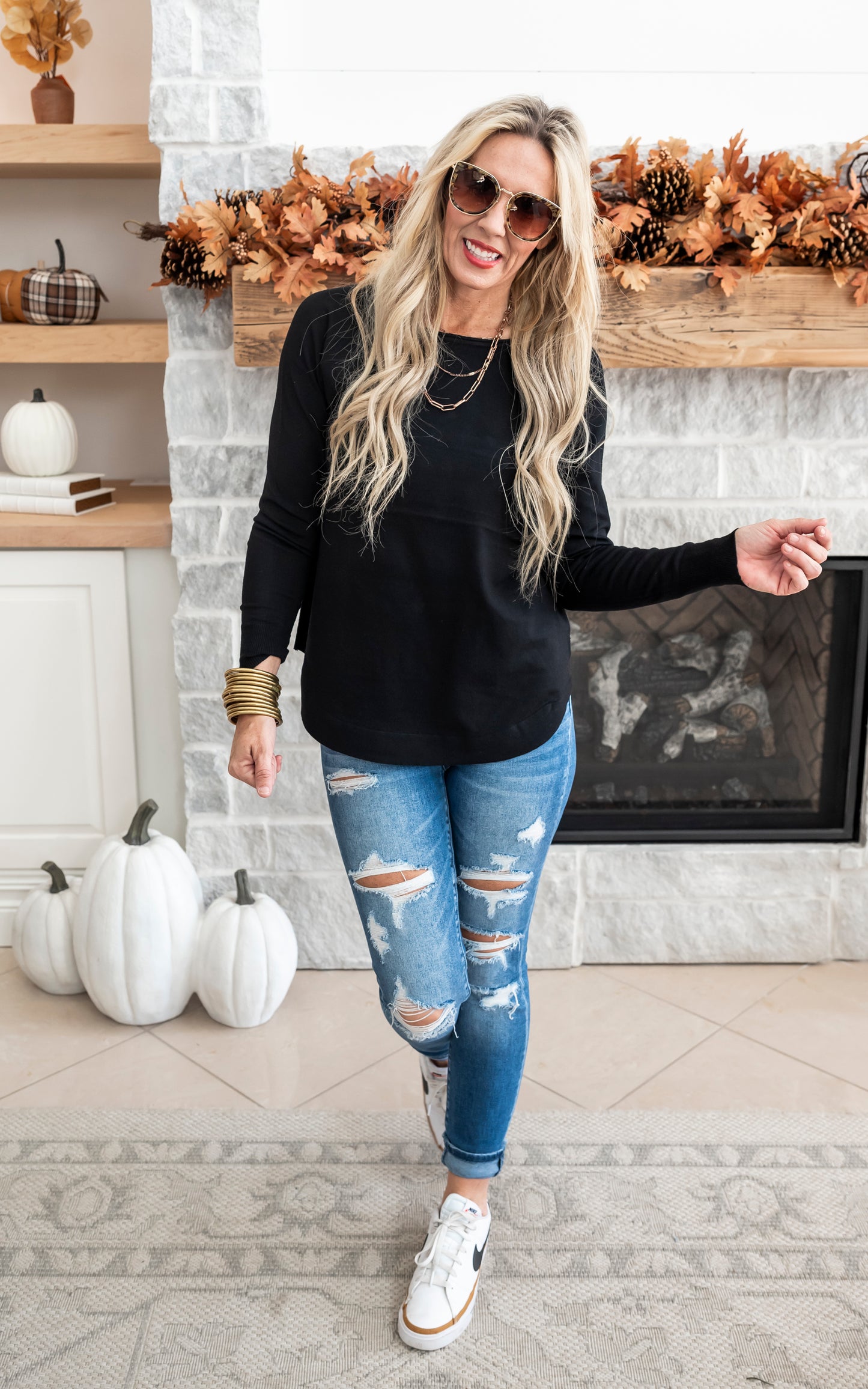 black sweater