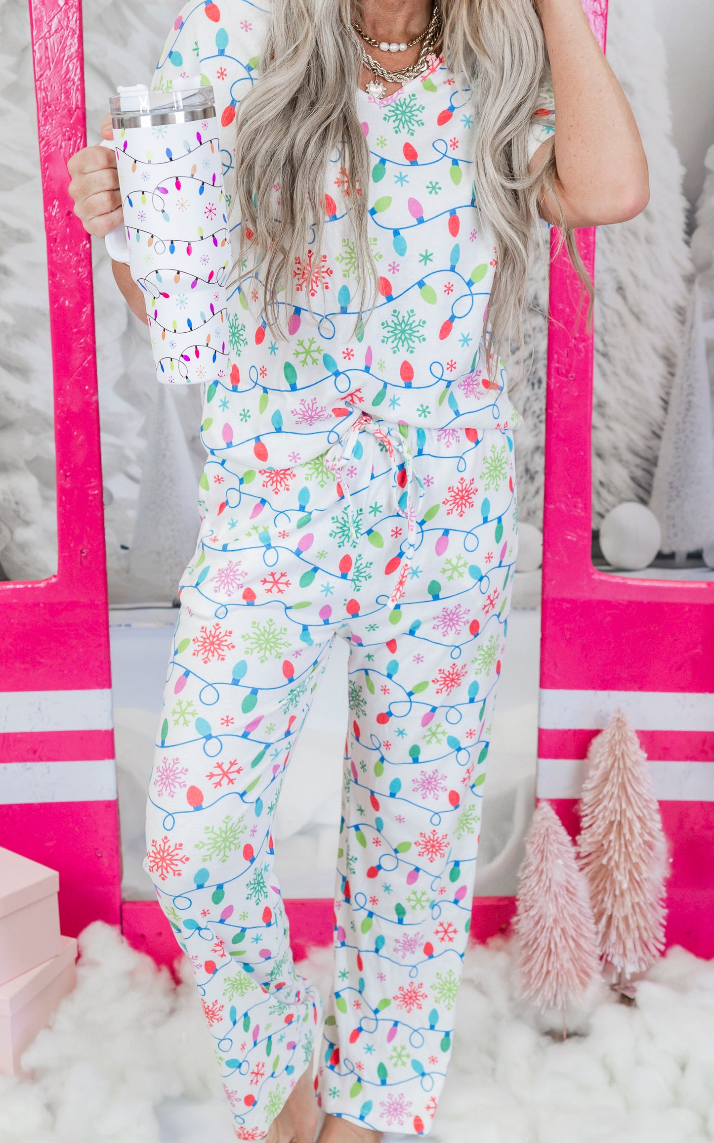 Christmas Lights Pant Pajama Set by Salty Wave (TOP & BOTTOM) *DEAL-FINAL SALE