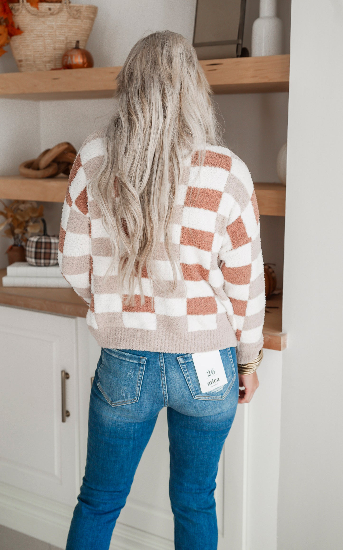 Mocha Checked Sweater by Salty Wave* FINAL SALE