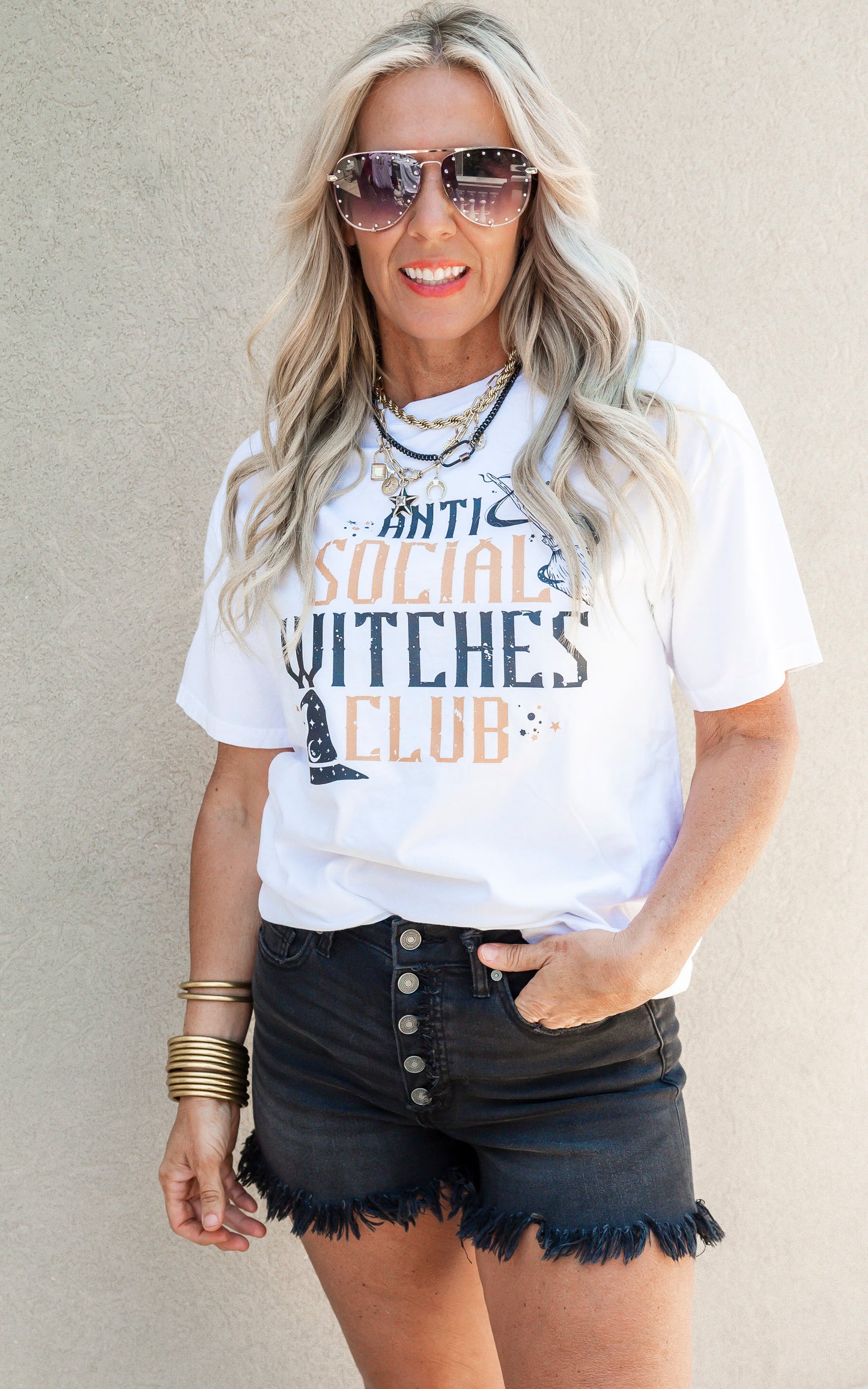 Anti Social Witches Club Garment Dyed Graphic T-shirt - Final Sale**