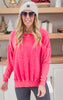 Keep it Simple Knit Sweatshirt- Fuchsia - Final Sale
