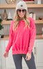 Keep it Simple Knit Sweatshirt- Fuchsia - Final Sale