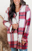 Burgundy Checked Long Plaid Shacket** - Final Sale