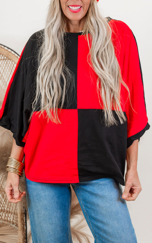 Cotton Jersey Color Block Loose Fit Top - Final Sale