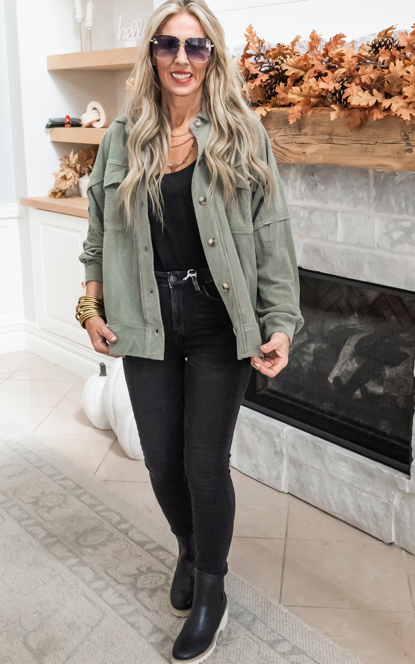 Checkered Terry Fleece Shacket