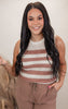 Rust Stripe Knit Sleeveless Sweater - Final Sale